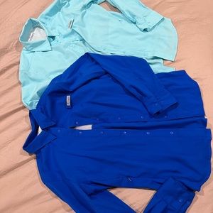 2 small Columbia PFG button downs